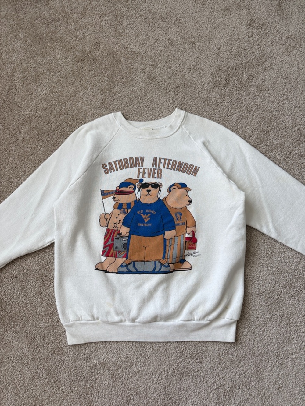 Vintage WVU Mountaineers College Football Graphic Novelty Crewneck Sweatshirt